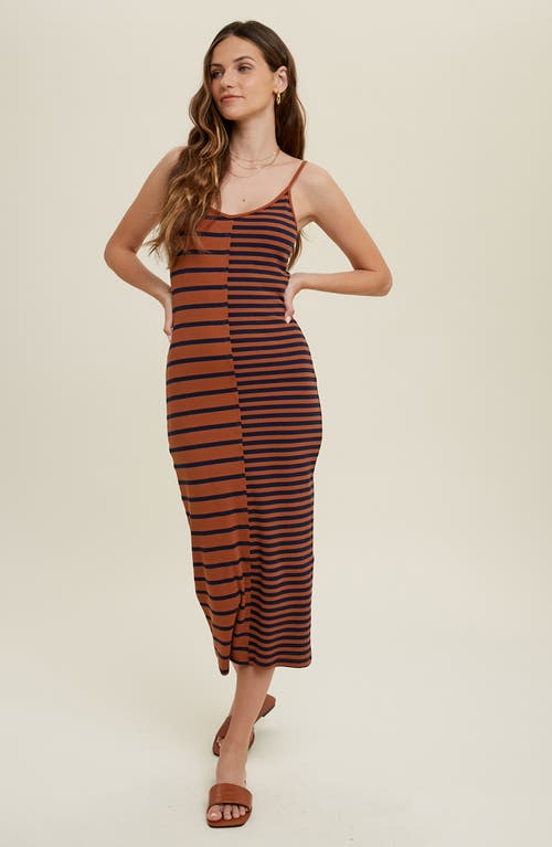Wishlist Multi Stripe Knit Midi Dress In Brown