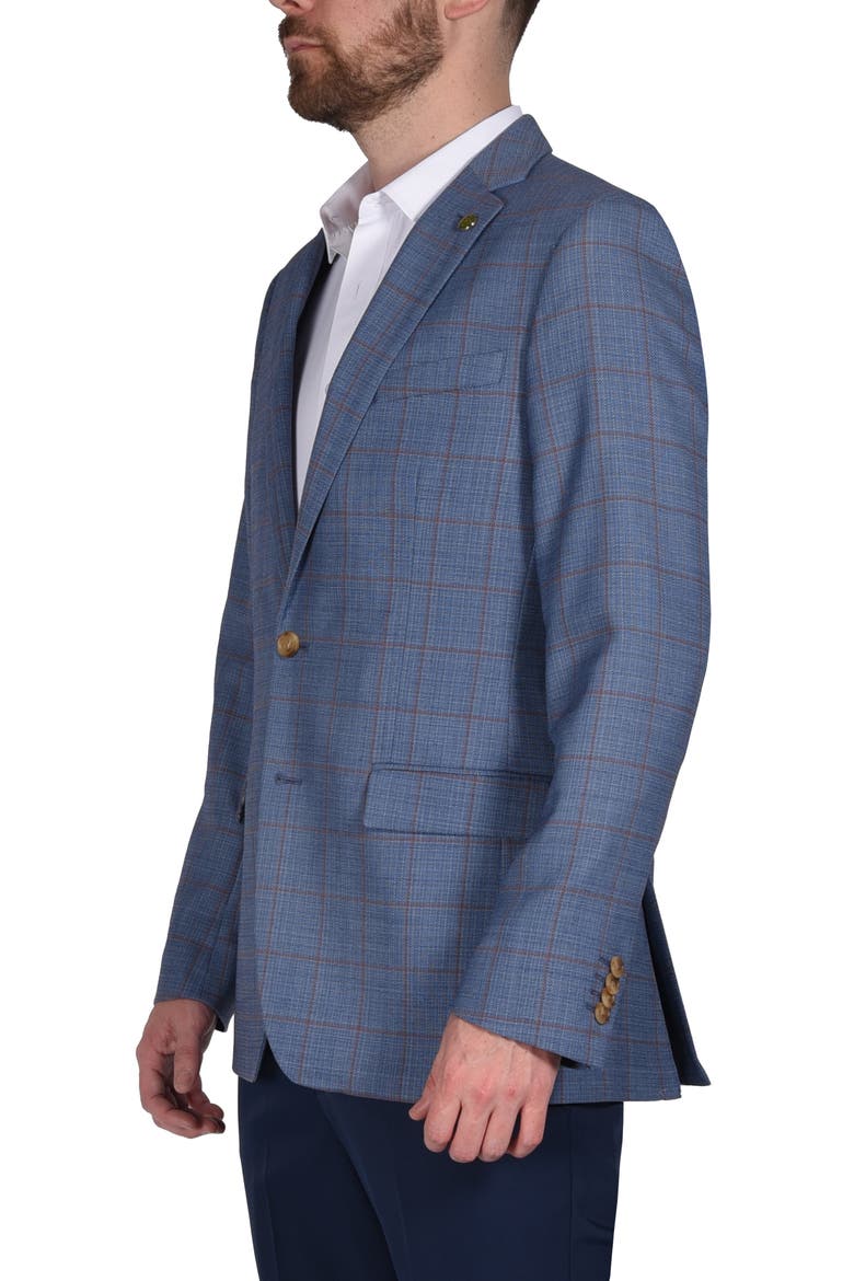 Windowpane Stretch Wool Blend Sport Coat, Alternate, color, BLUE