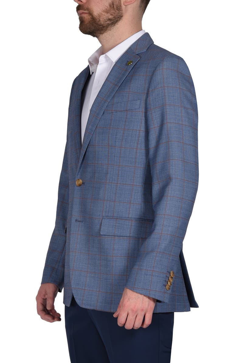CRICKETEER Windowpane Stretch Wool Blend Sport Coat, Alternate, color, Blue