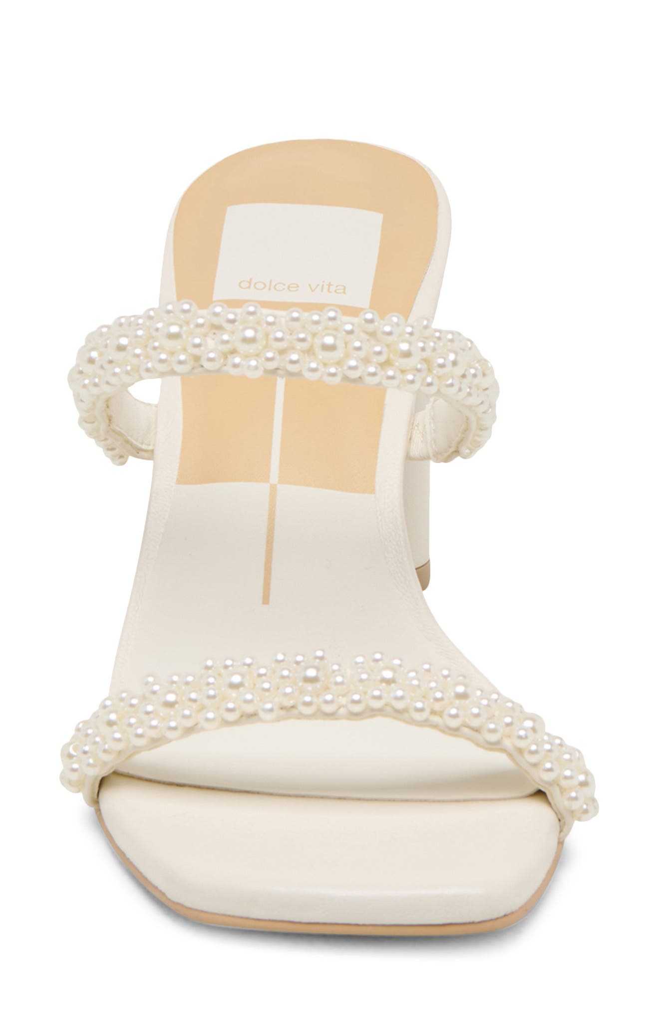 Dolce Vita Nolah Faux Pearl Sandal, Alternate, color, White Stella