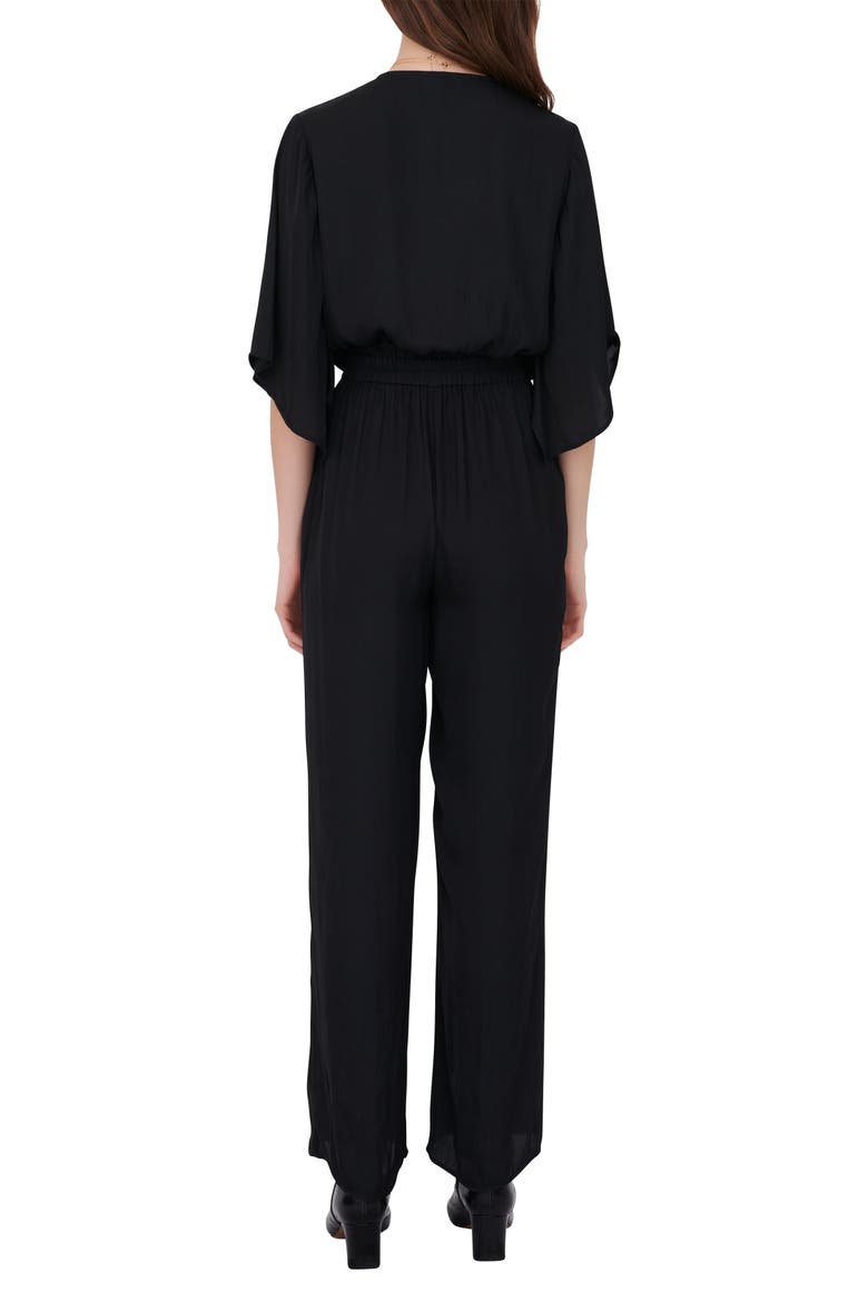 Tie Front Jumpsuit, Alternate, color, BLACK
