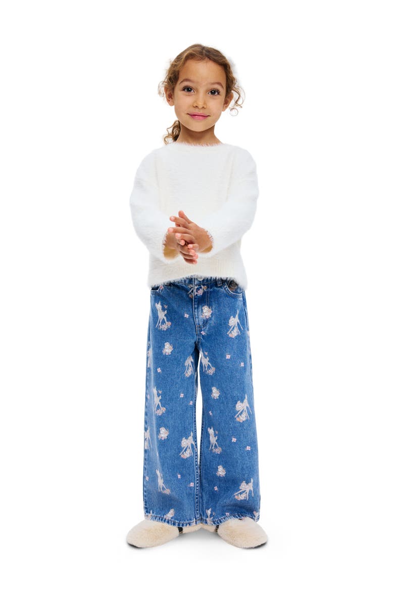Printed Wide Leg Jeans, Alternate, color, Denim blue/Bambi