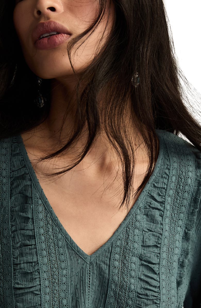 Lucky Brand Lace Accent Cotton Peplum Top, Alternate, color, Stormy Weather