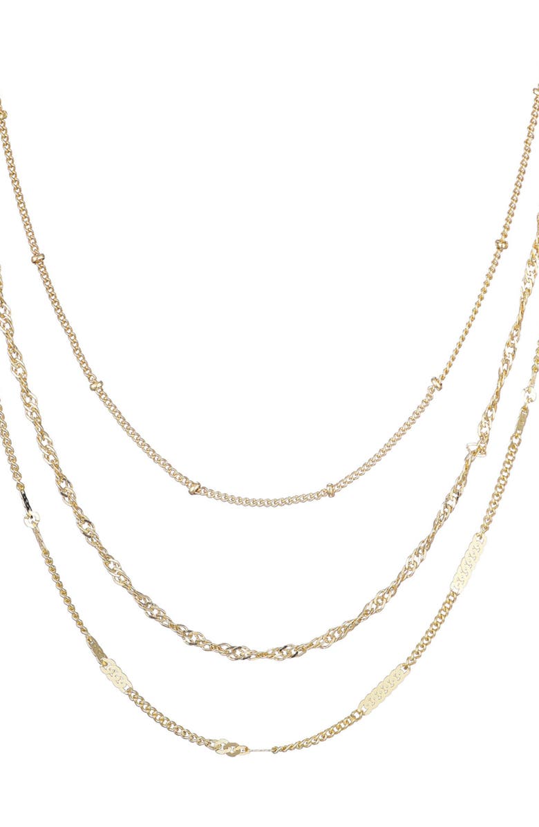 Adornia Set of 3 Assorted Chain Necklaces, Main, color, Gold