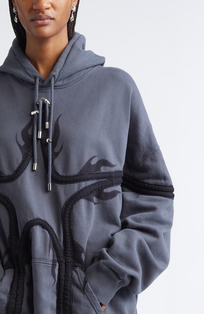 Collina Strada Star Tie Dye Cotton Fleece Hoodie, Alternate, color, Charcoal Flames