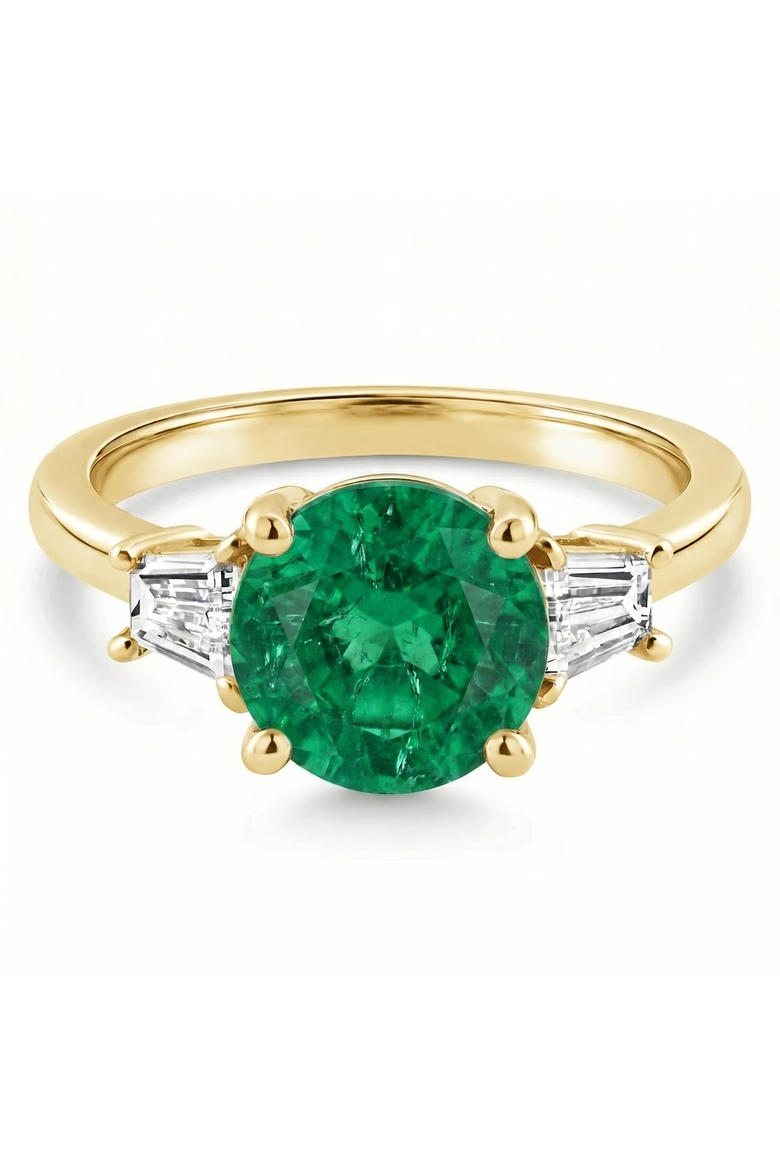 3Ct Emerald & Diamond Engagement Anniversary Ring Gold Lab Grown, Main, color, 10k Yellow Gold