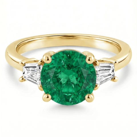 3Ct Emerald & Diamond Engagement Anniversary Ring Gold Lab Grown