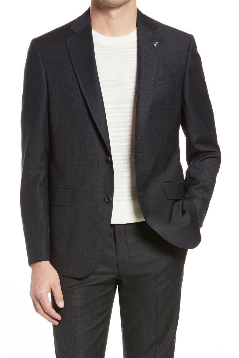 Jay Trim Fit Solid Wool Suit, Alternate, color, BLACK