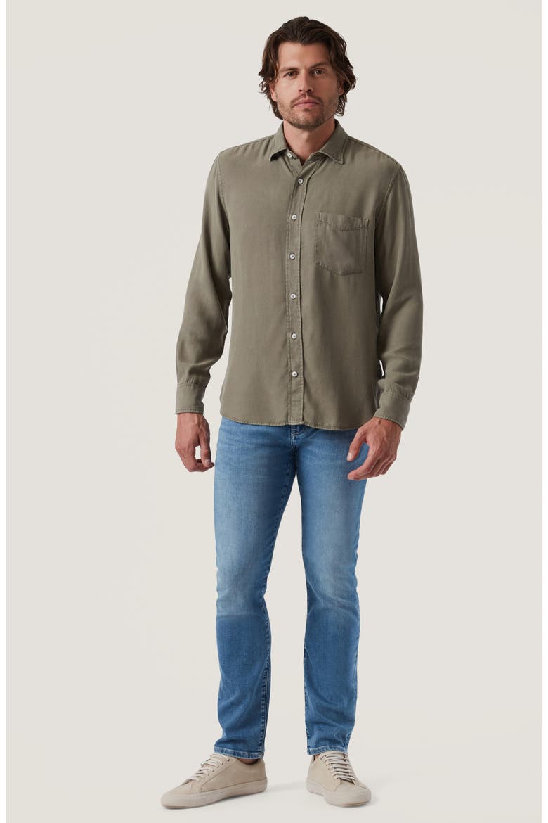 Solid Lyocell Button-Up Shirt, Alternate, color, PASTEL OLIVE