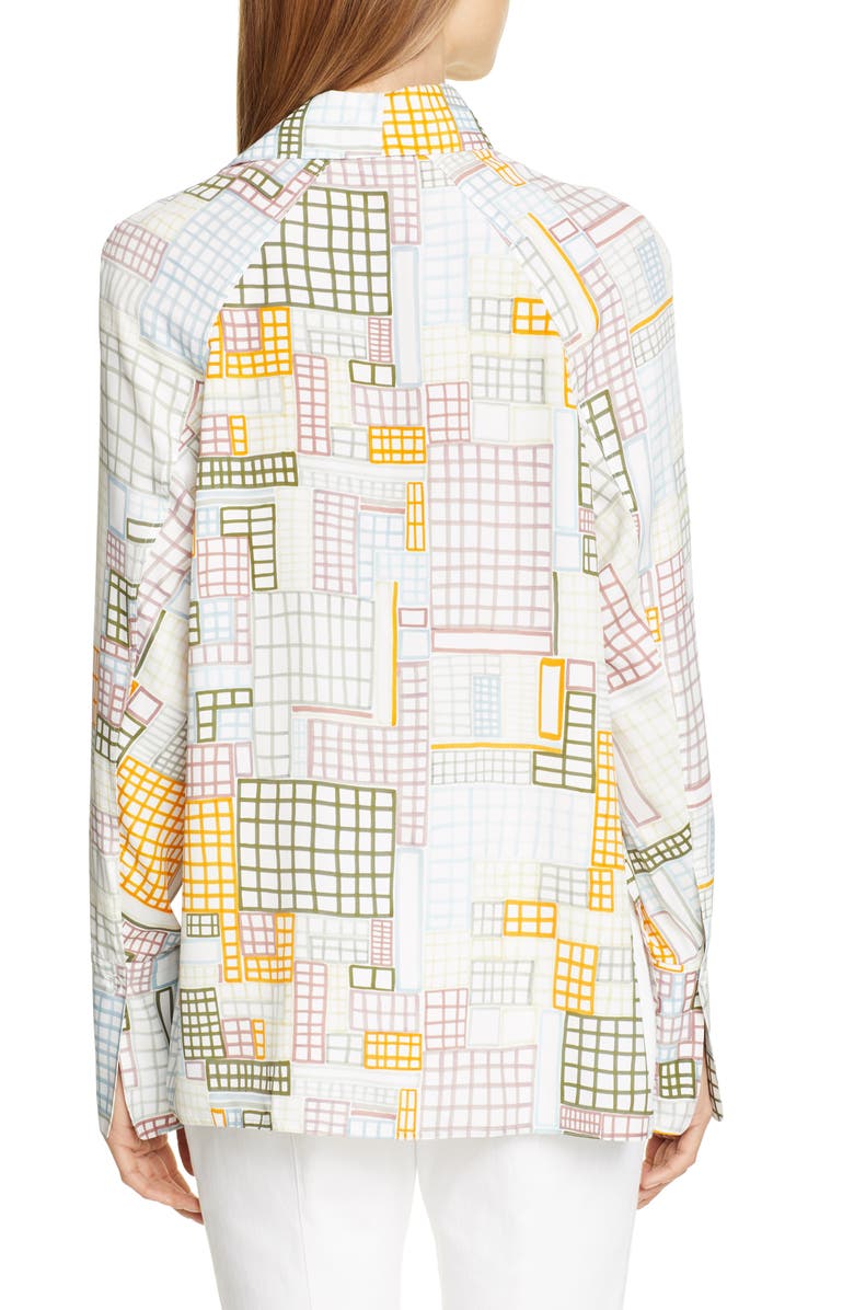 Rosetta Getty Grid Print Asymmetrical Blouse, Alternate, color,