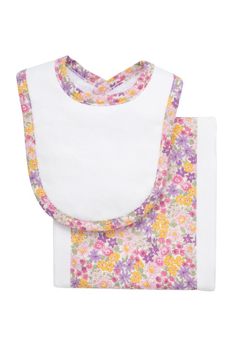 Floral Drooler Bib & Burp Set