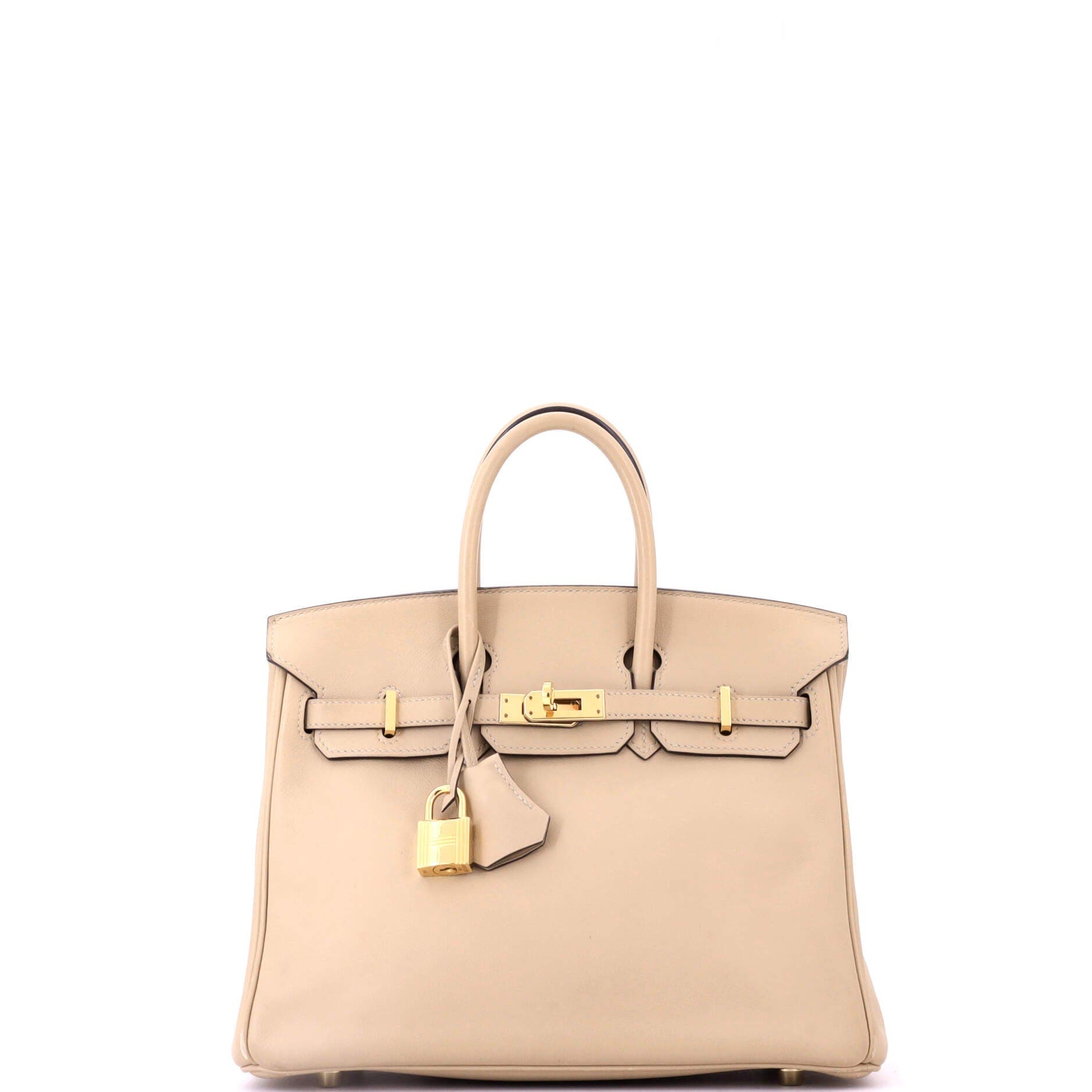 Pre-Owned Hermes Birkin Handbag Light Swift with Gold Hardware 25, Main, color, Trench