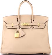 Pre-Owned Hermes Birkin Handbag Light Swift with Gold Hardware 25