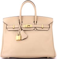 Pre-Owned Hermes Birkin Handbag Light Swift with Gold Hardware 25
