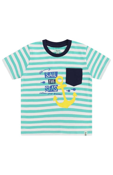Organic Cotton Sail The Seas Slogan T-Shirt (Toddler, Little Kid)