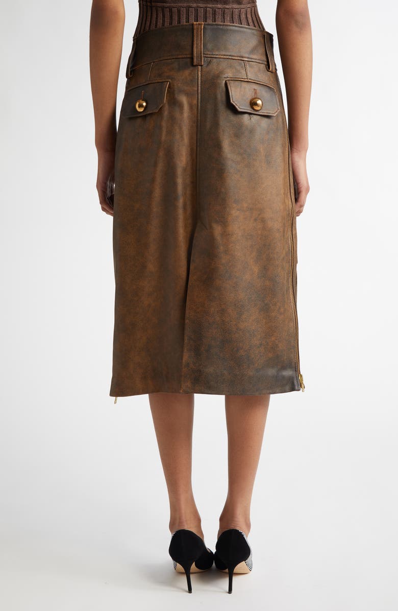 Vaquera Lambskin Leather Midi Skirt, Alternate, color,