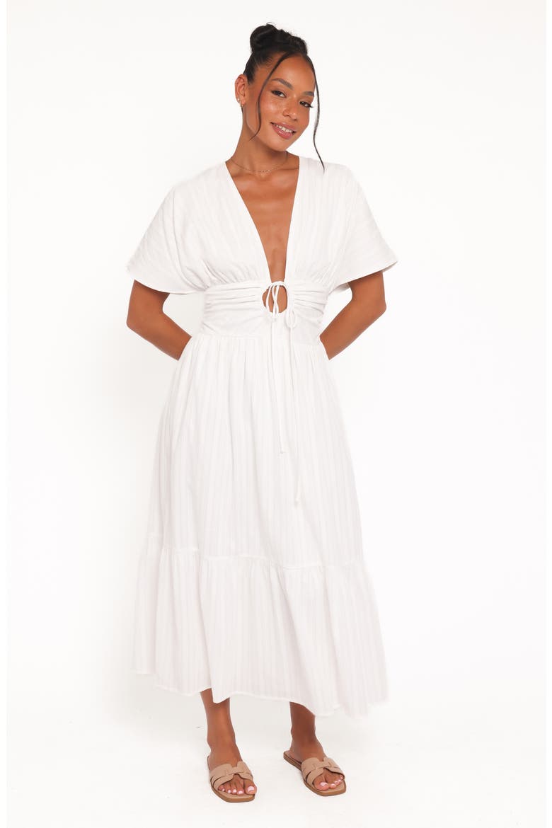 Edel Plunge Neck Cotton Maxi Dress, Alternate, color, WHITE