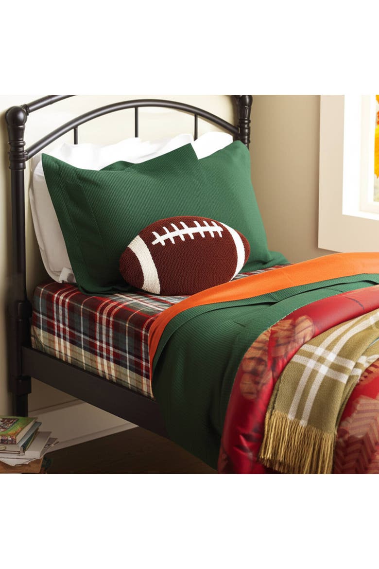 American Football Shaped Hooked Mini Accent Pillow 10.5" x 18", Alternate, color, Brown