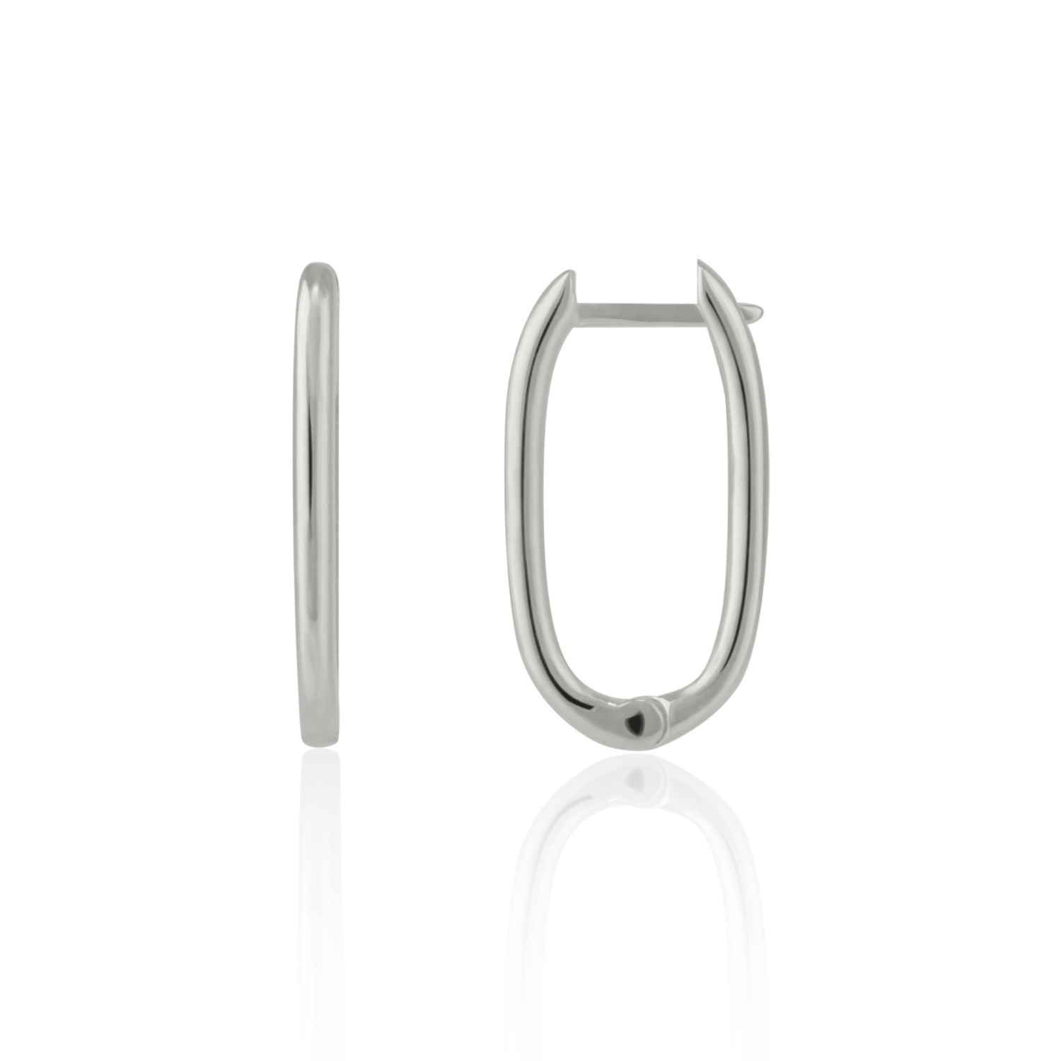 SPERO LONDON SPERO LONDON OVAL RECTANGULAR STERLING SILVER HOOP EARRING