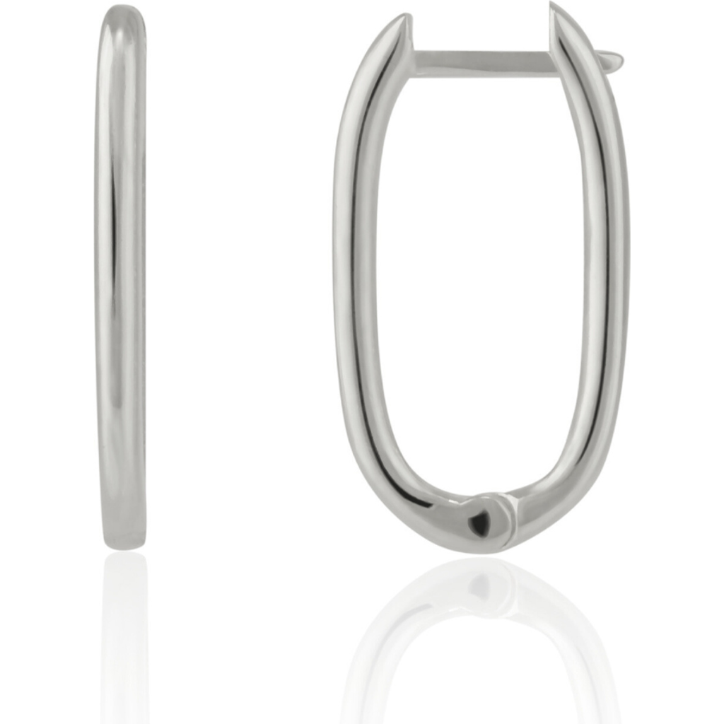 SPERO LONDON SPERO LONDON OVAL RECTANGULAR STERLING SILVER HOOP EARRING