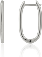 Spero London Oval Rectangular Sterling Silver Hoop Earring
