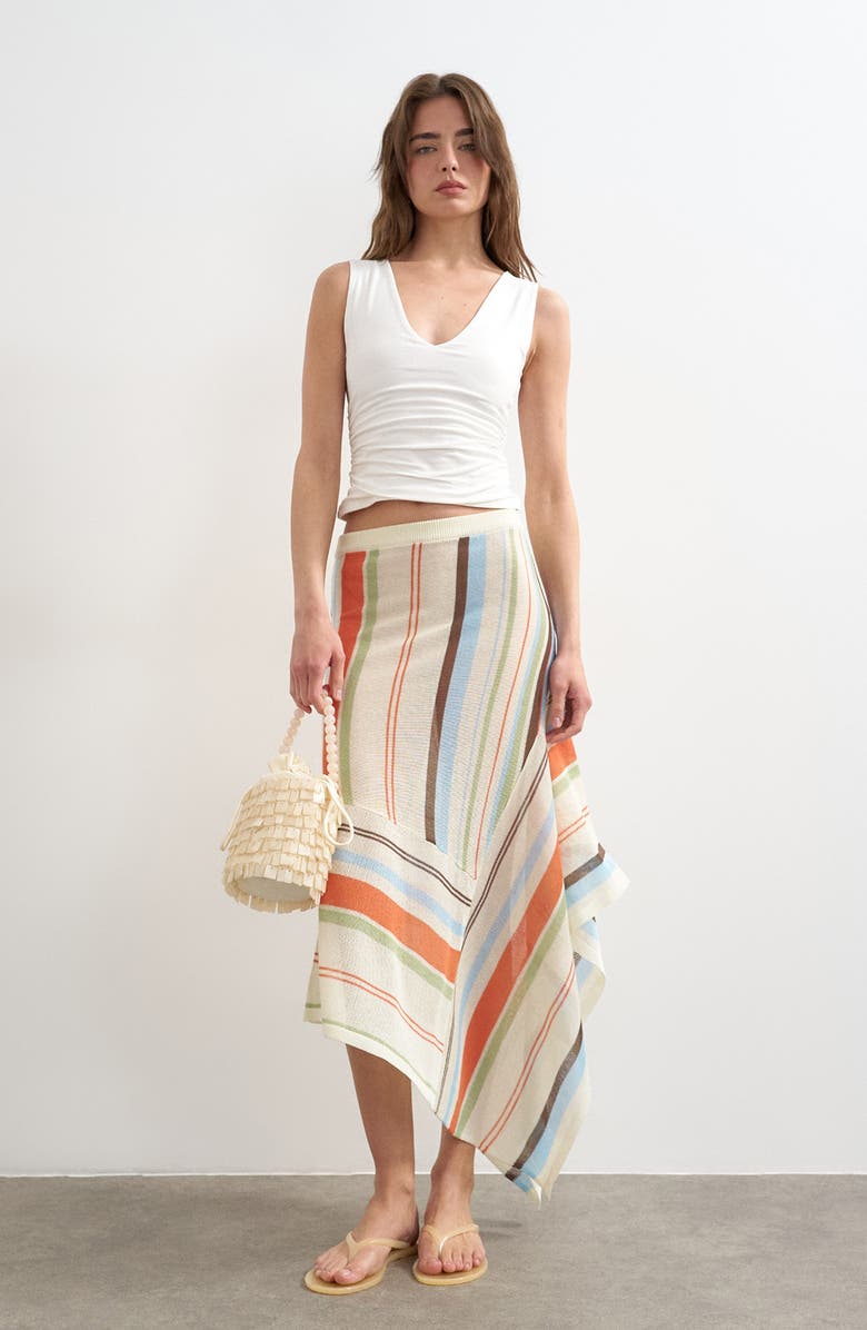 Topshop Ruched Side Crop Stretch Cotton Tank, Alternate, color, Ivory