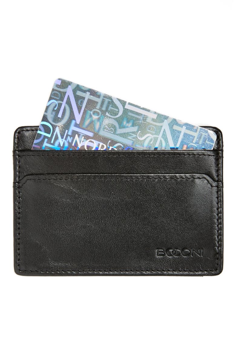 Collins Calfskin ID Card Case, Main, color, BLACK/ BLUE