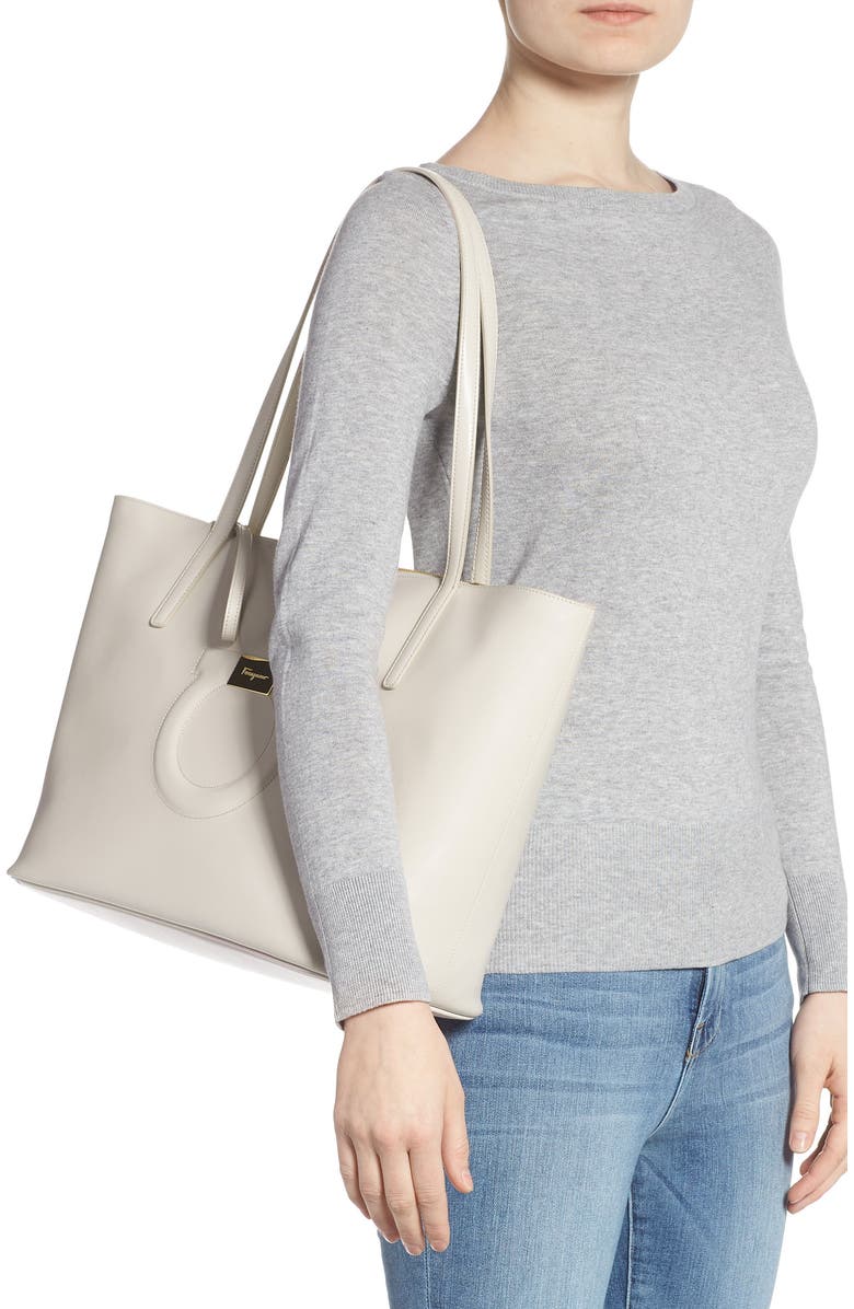 FERRAGAMO Salvatore Ferragamo City Quilted Gancio Leather Tote, Alternate, color,