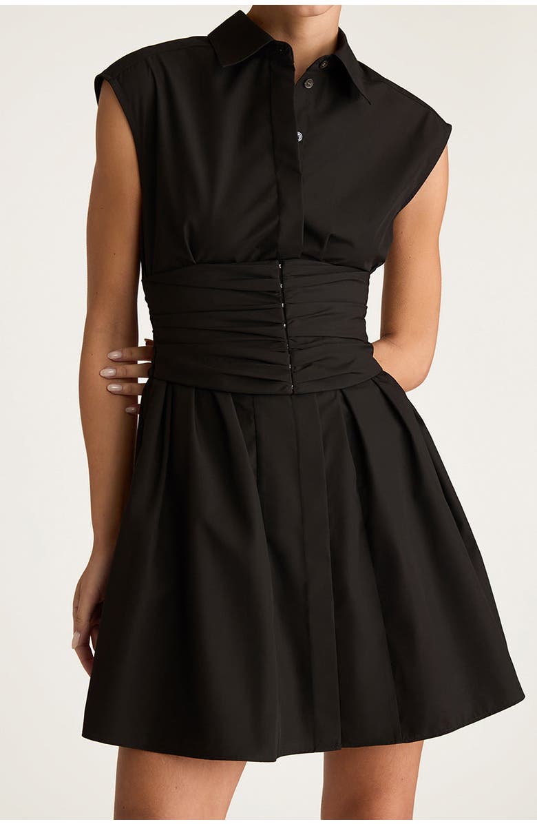 Rebecca Taylor Corseted Mini Dress, Alternate, color, Black