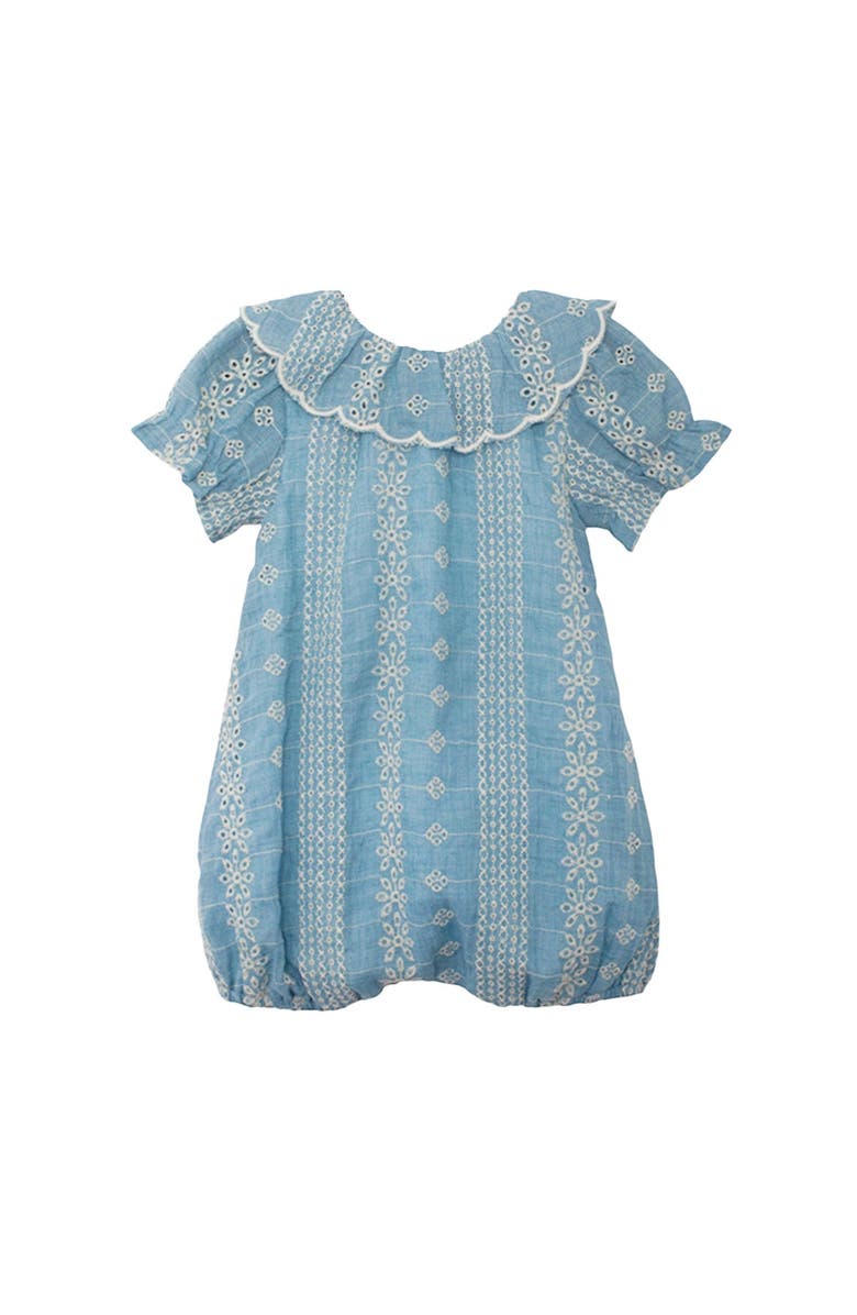 Mabel + Honey Delicate Blue Short Sleeve Romper, Main, color, Blue