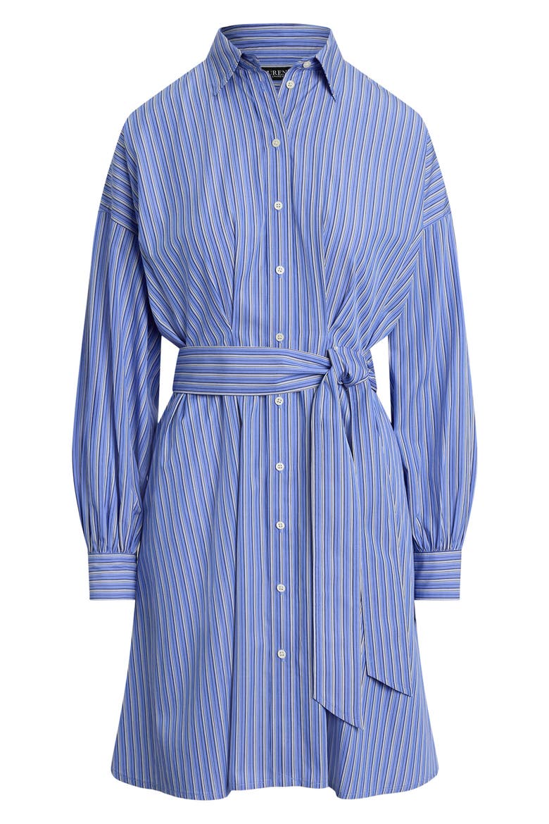 Yarn Dyed Broadcloth Cotton Long Sleeve Shirtdress, Alternate, color, BLUE MULTI