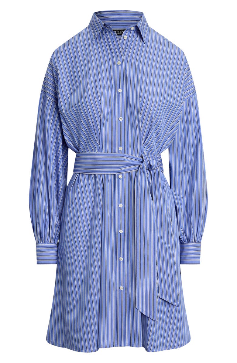 Lauren Ralph Lauren Yarn Dyed Broadcloth Cotton Long Sleeve Shirtdress, Alternate, color, Blue Multi