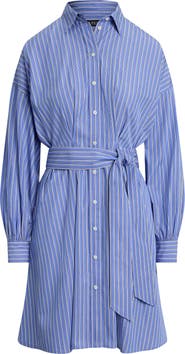 Lauren Ralph Lauren Yarn Dyed Broadcloth Cotton Long Sleeve Shirtdress
