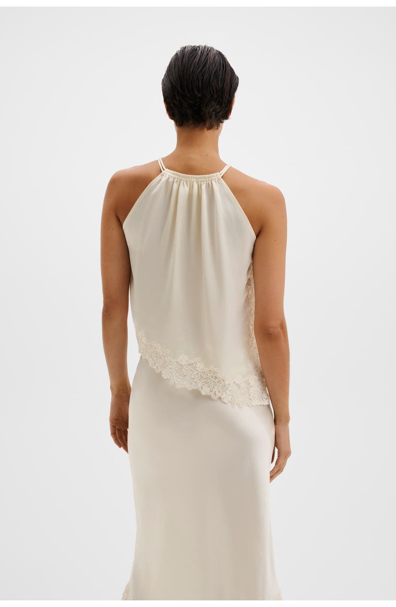 Malina Madina Asymmetric Lace Hem Top, Alternate, color, Pearl