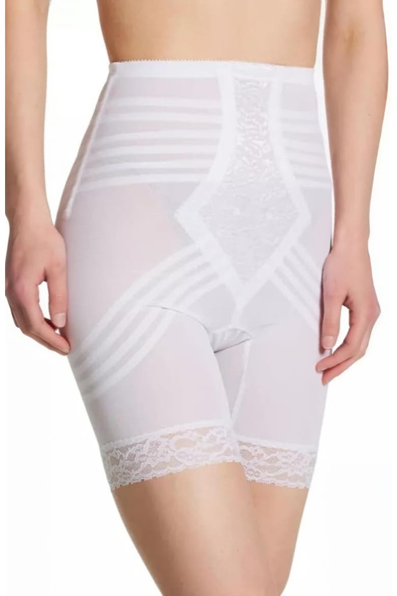 Firm  No Roll Breathable High Waist Thigh Slimmer Shaper, Alternate, color, White