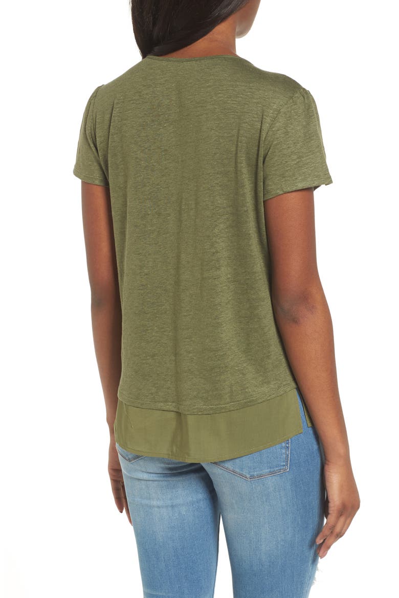 Uptown Tiered Hem Linen Tee, Alternate, color, CADET