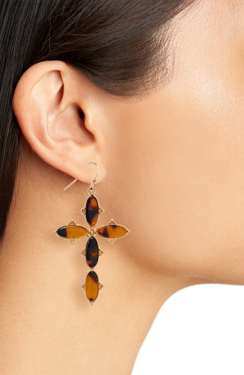 Bracha Mercy Cross Drop Earrings, Alternate, color, 