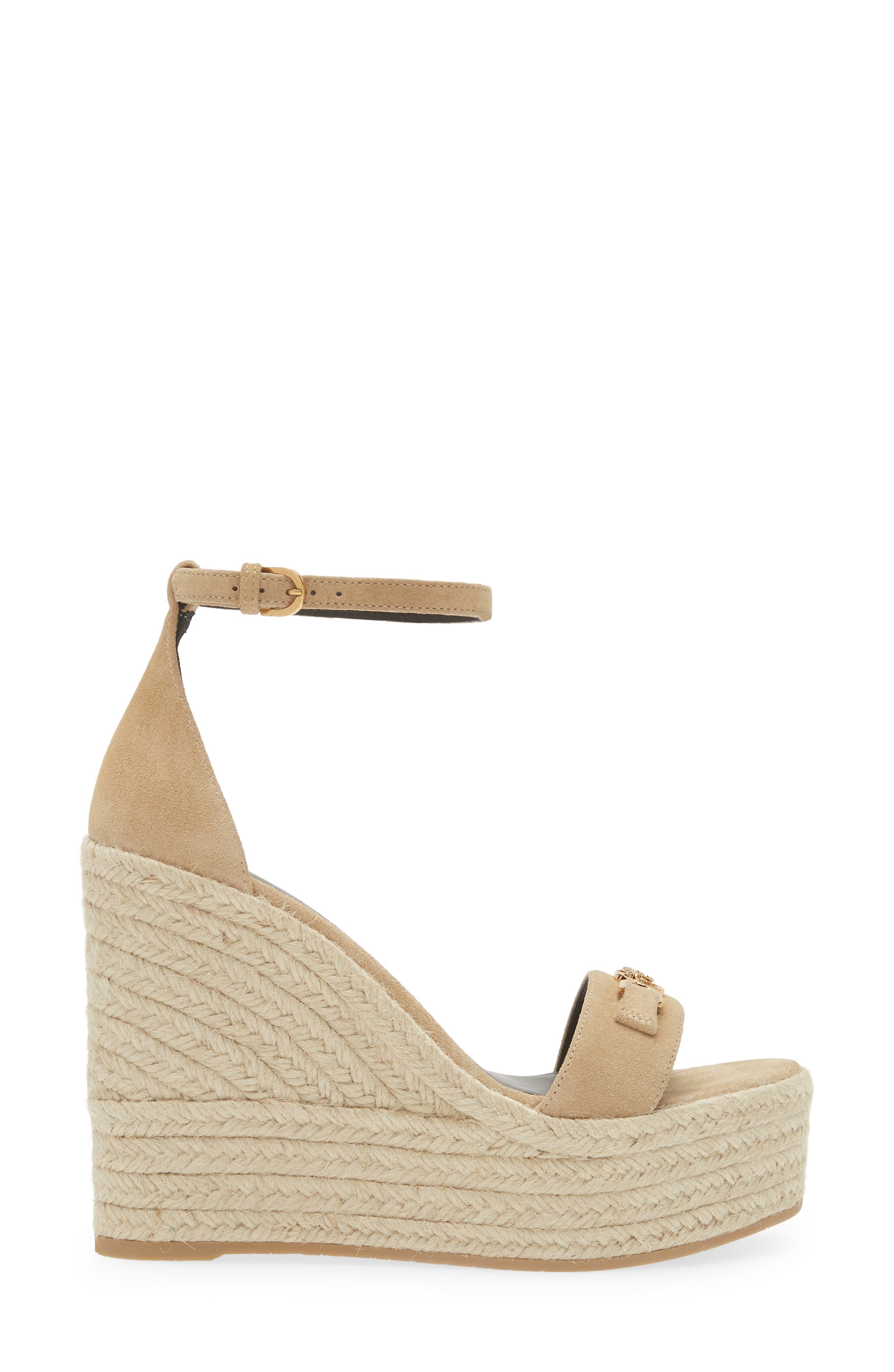 Versace Medusa '95 Espadrille Wedge Sandal, Alternate, color, Mastic/ Versace Gold