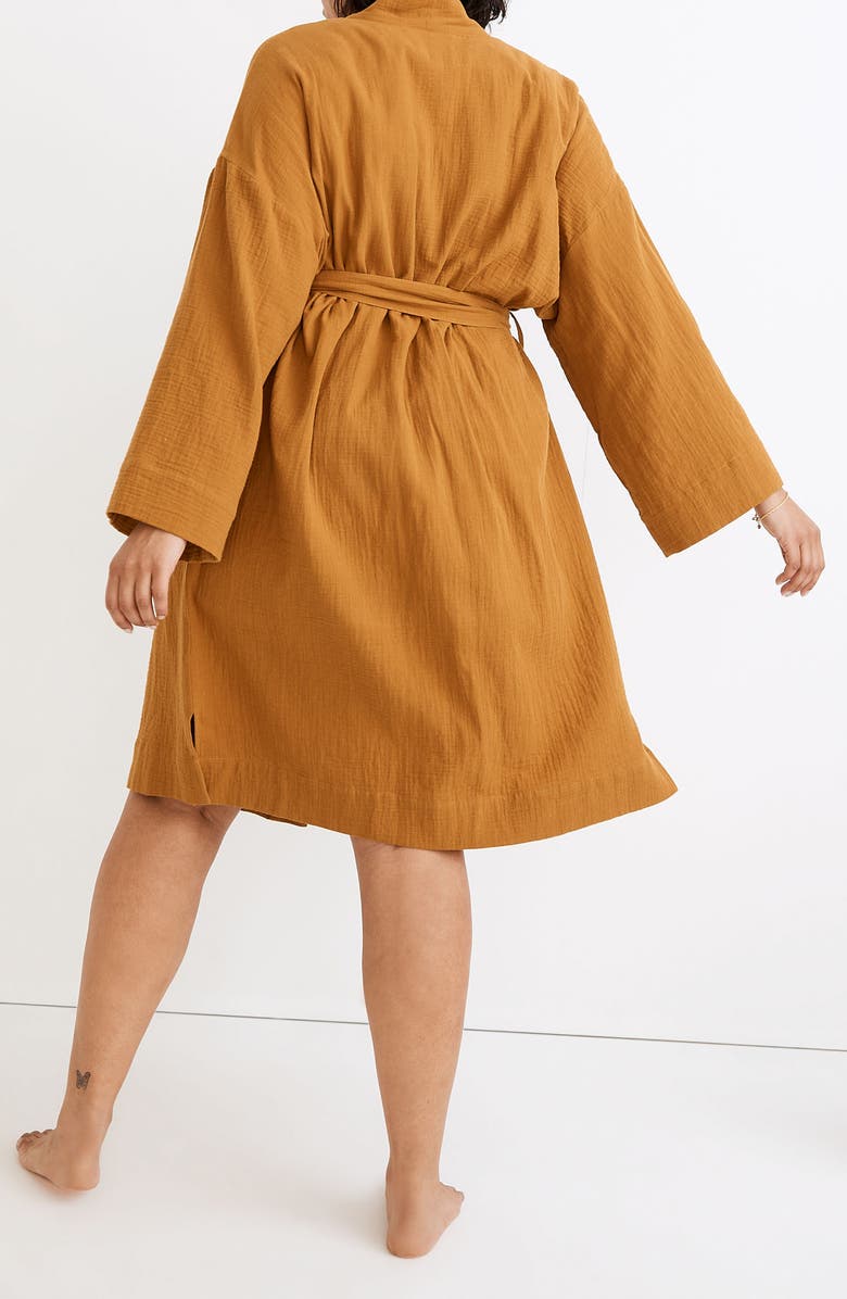 Madewell Double Gauze Cotton Robe, Alternate, color, Antique Gold
