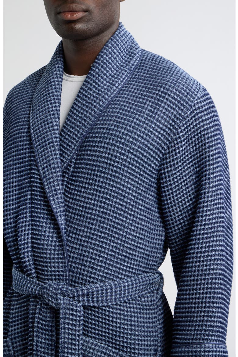 Cotton Waffle Robe, Alternate, color, SPACE NAVY