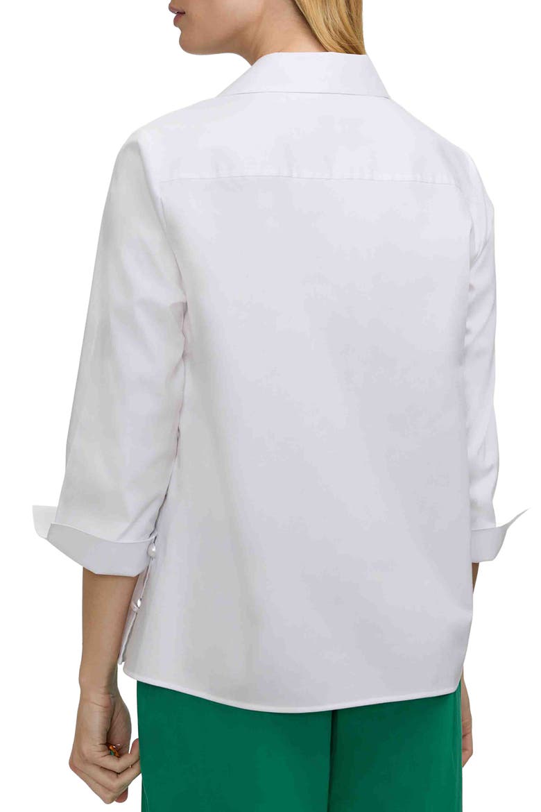 Beatrice Matte Satin Side Button Shirt, Alternate, color, WHITE