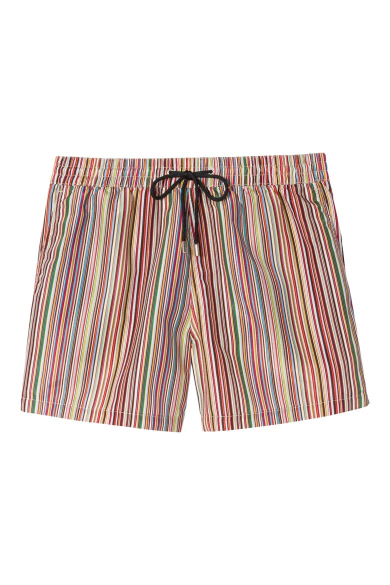 Signature Striped Swim Trunks, Alternate, color, MULTI COLOURED