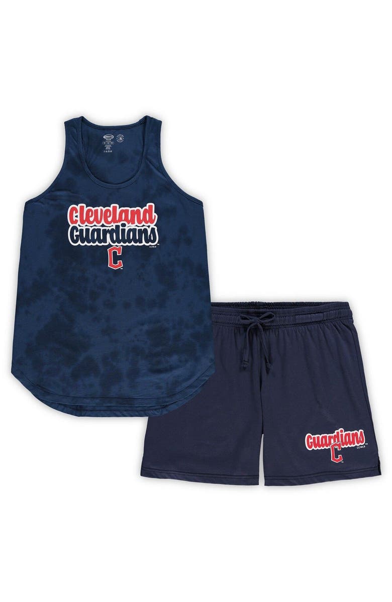 CONCEPTS SPORT Women's Concepts Sport Navy Cleveland Guardians Plus Size Cloud Tank Top & Shorts Sleep Set, Main, color,