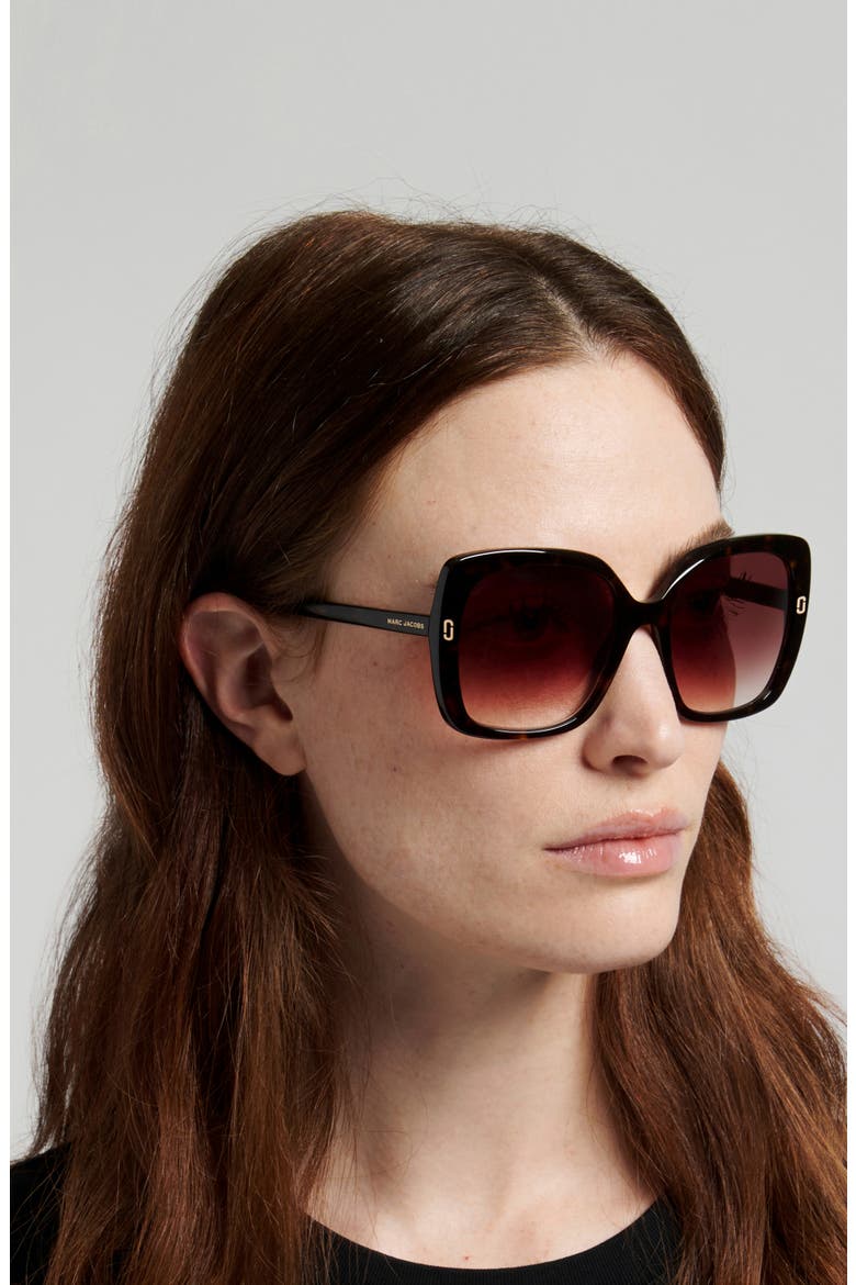 56mm Square Sunglasses, Alternate, color, HAVANA/ BROWN SF
