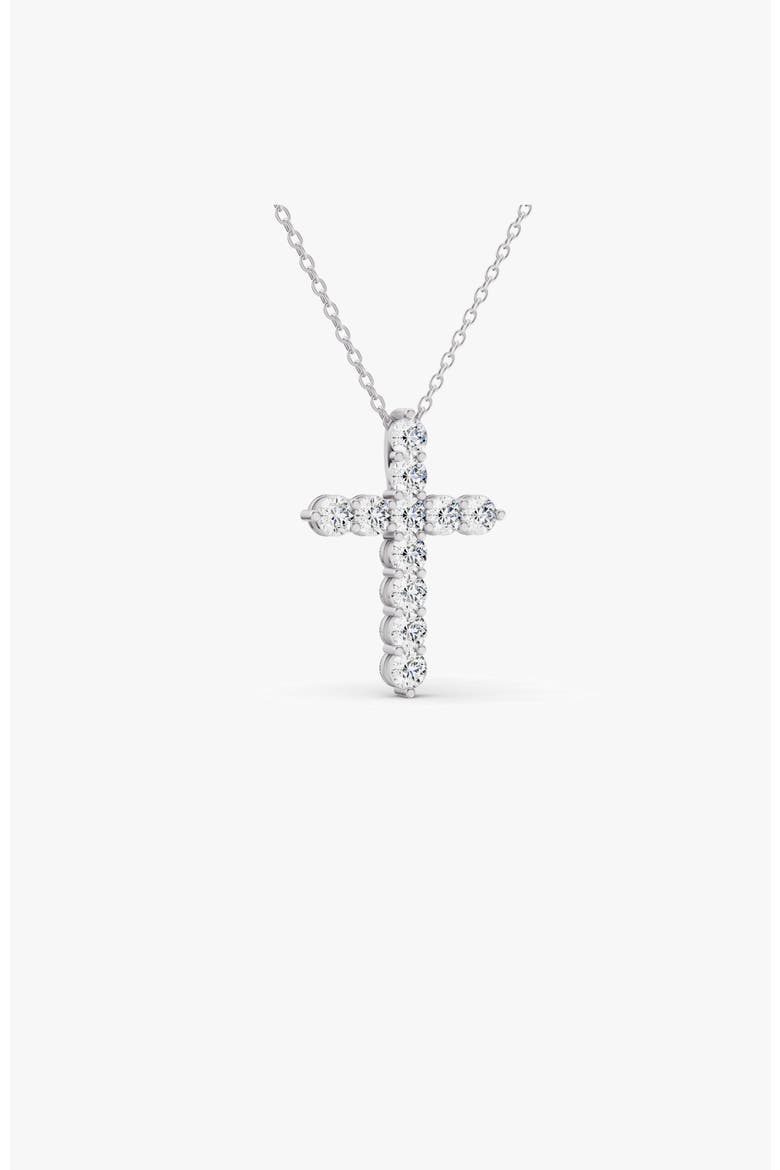 14K Gold 0.75 ct Cross Pendant Necklace With Lab Diamonds, Alternate, color, White Gold