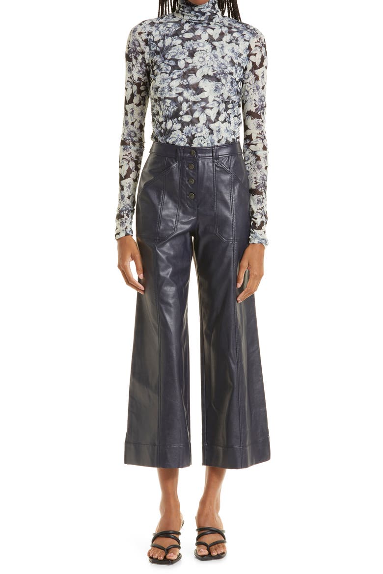 Benji Faux Leather Crop Pants, Alternate, color, NAVY