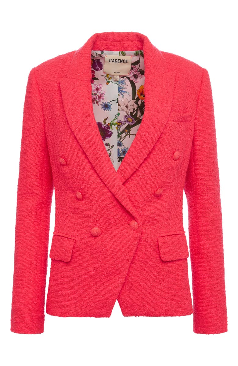 L'AGENCE Kenzie Double Breasted Tweed Blazer, Alternate, color,