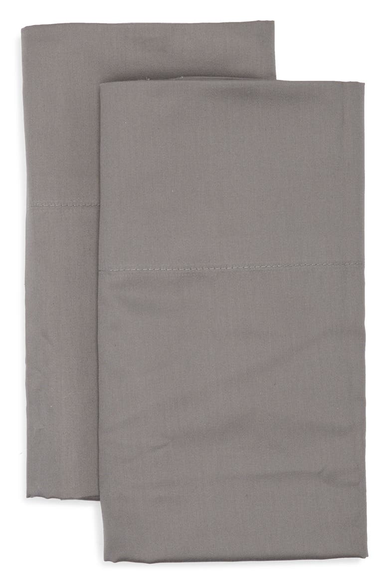 Set of 2 460 Thread Count Cotton Sateen Pillowcases, Main, color, GREY PEARL