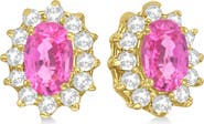 ALLUREZ Oval Pink Sapphire & Diamond Accented Earrings 14k