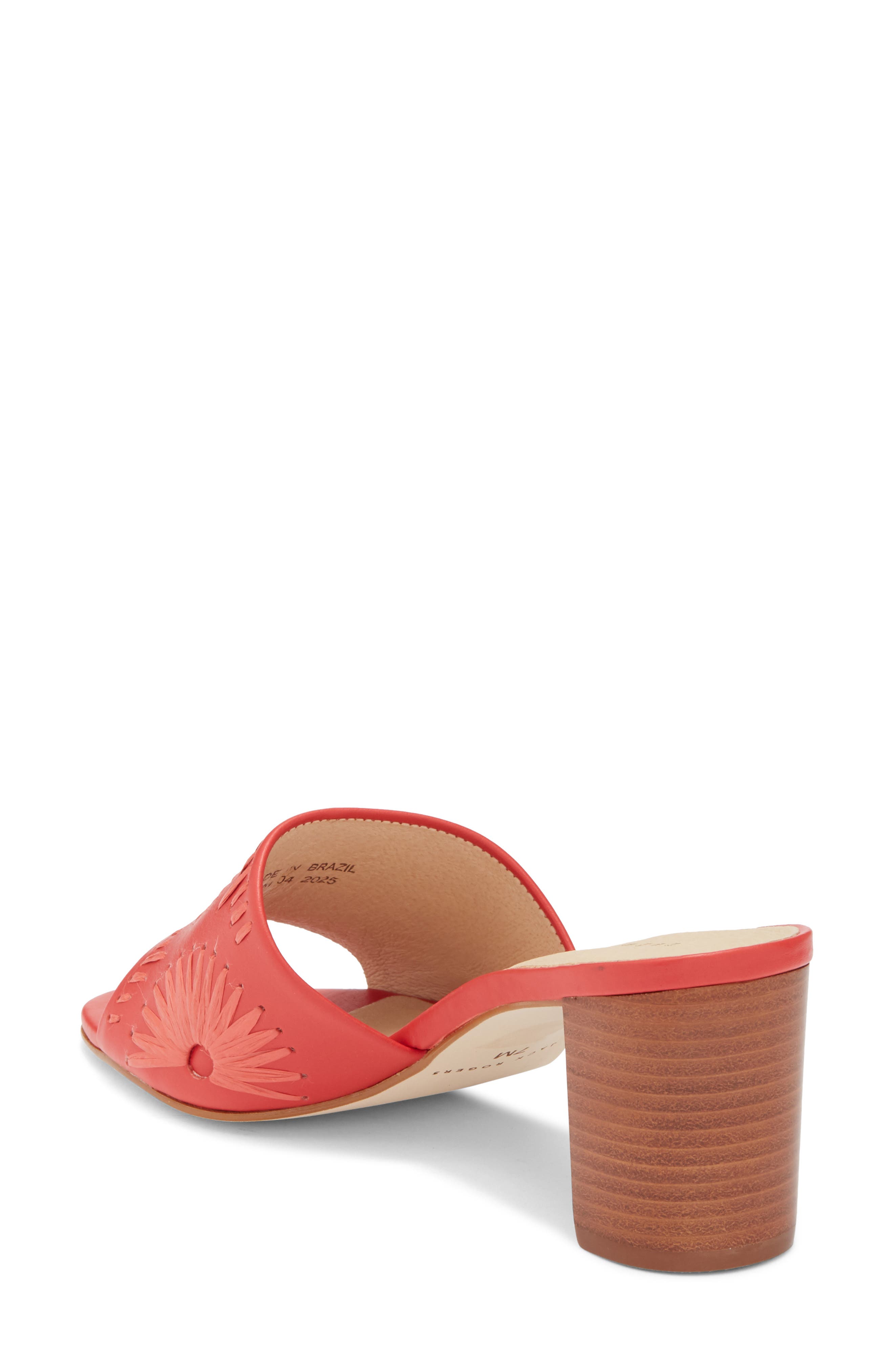 Susie Raffia Stitched Slide Sandal, Alternate, color, FIRE RED/ FIRE RED